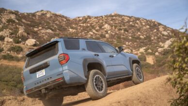2026 Toyota 4Runner TRD Off-Road i-FORCE MAX climbing a dirt trail